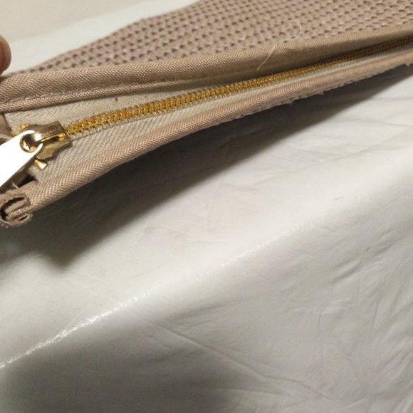 Vintage Elaine Woven Wristlet Pouch Bag Beige Women's - Picture 3 of 7